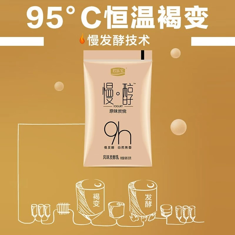 君乐宝慢醇炭烧风味发酵酸牛奶低温网红酸奶袋装整箱150g*6袋 - 图1