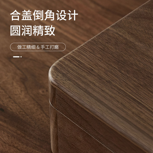 黑胡桃木木盒子复古带锁收纳盒实木质桌面收纳盒杂物小箱子精致 - 图3