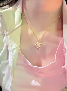 古法传承十字金刚杵吊坠黄金包银镶嵌点钻降魔杵锁骨链送情人节礼