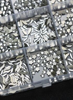 24 Grids White Small Mixed Flat Back Rhinestones Waterdrop I