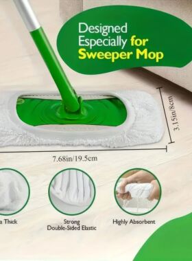 20 Pieces of White Mop Cloth, Sturdy Structure, Durable Mate