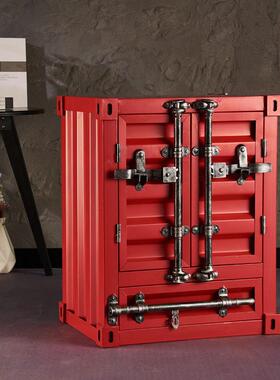 工业风集装箱储物柜小型收纳柜餐厅酒吧烧烤店覆古创意铁艺小柜子