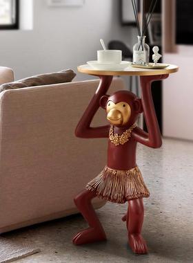 猴子落地大摆件创意北欧电视柜托盘沙发玄关旁边轻奢家居软装饰品