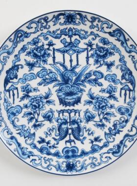 青花陶瓷挂盘背景墙面中式装饰盘子客厅饭厅酒店家居摆饰壁饰挂件