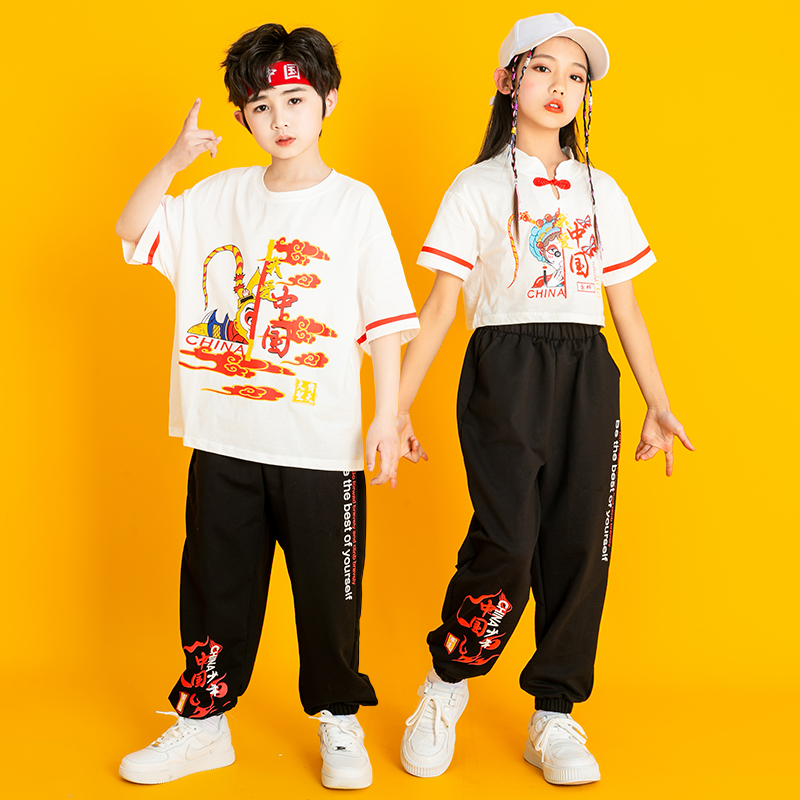 六一儿童中国风演出服小学生运动会套装街舞嘻哈潮幼儿园体操班服 - 图2