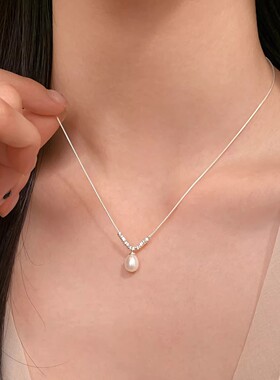 925银珍珠碎银子项链女精致仙女风轻奢高级感ins小众甜美锁骨颈链