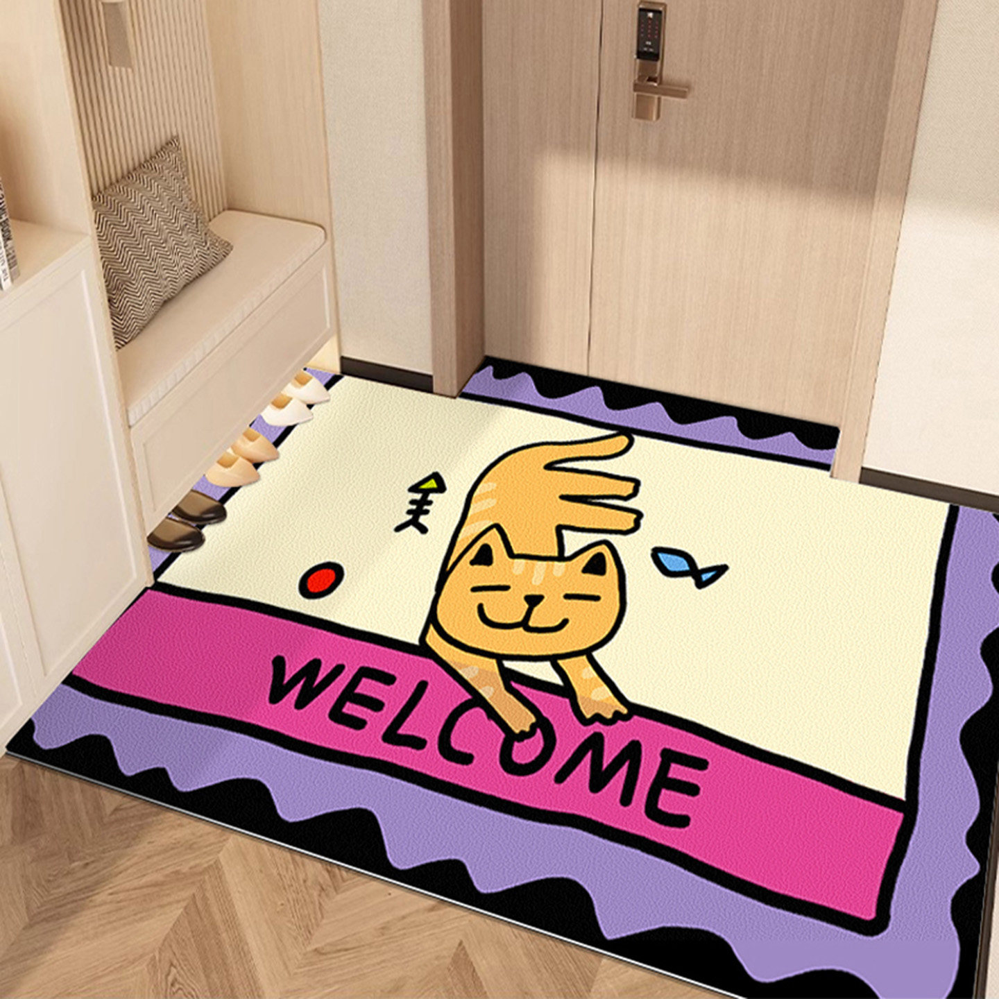 pvc厚皮革入户门地垫进门门口家用门垫脚垫玄关新款可擦免洗地毯,淘宝优惠券,粉丝福利购,淘宝优惠卷