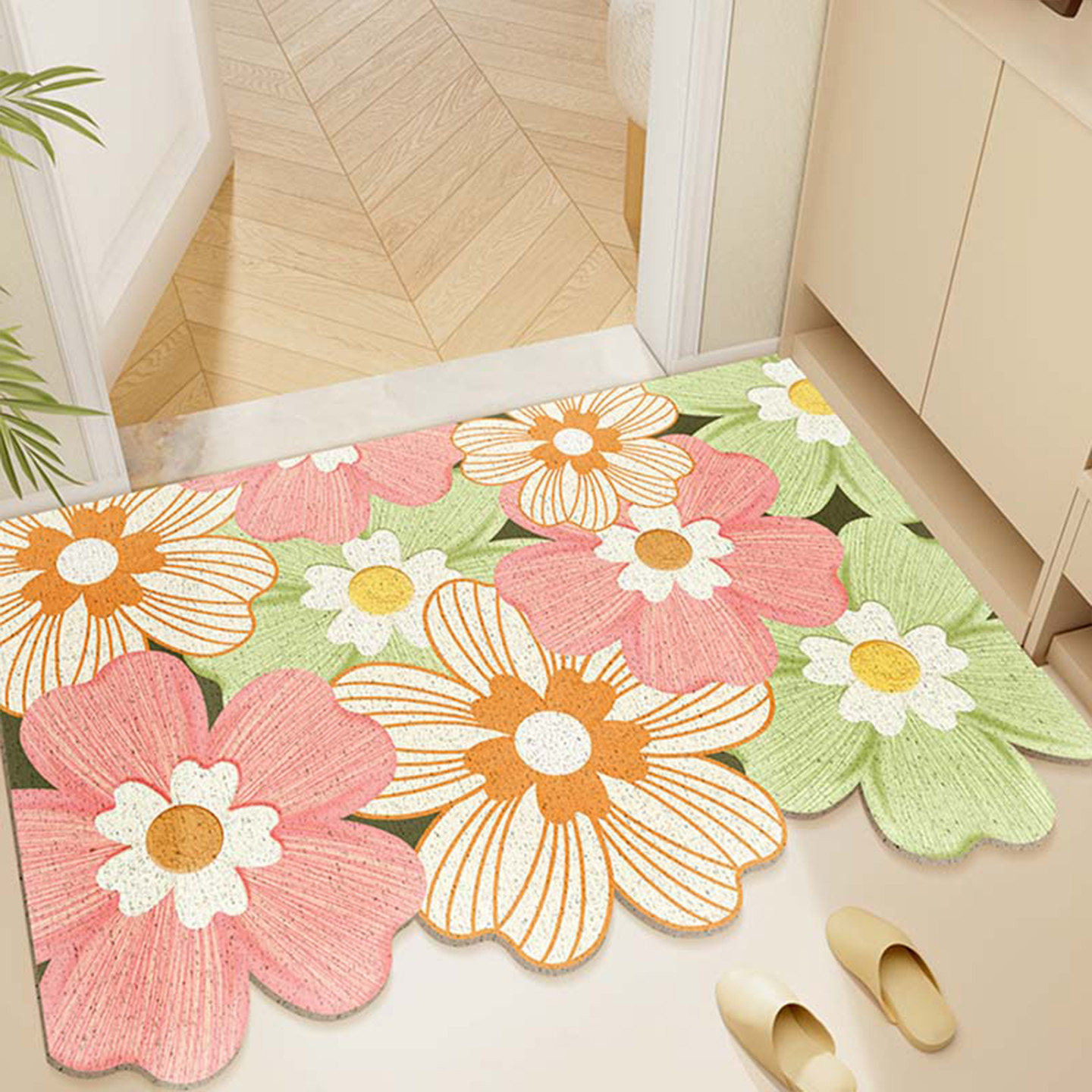 花卉丝圈入户门地垫门垫门口地毯室内可裁剪脚垫进门清新耐脏防滑,淘宝优惠券,粉丝福利购,淘宝优惠卷
