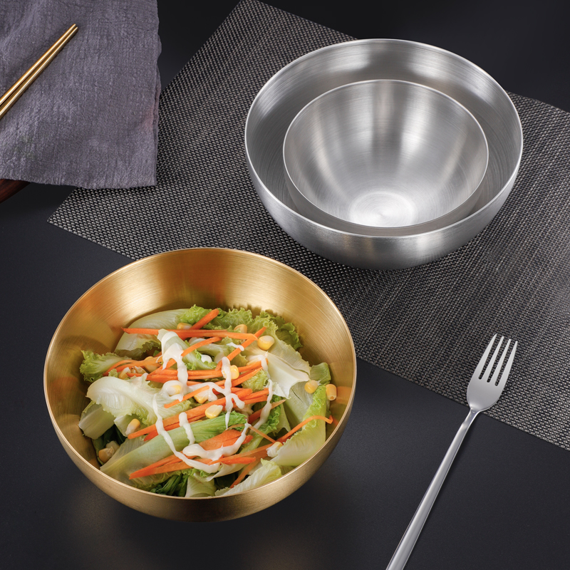 韩国冷面碗不锈钢304水果碗高颜值ins风餐具蔬菜沙拉碗拌饭碗韩式 - 图3