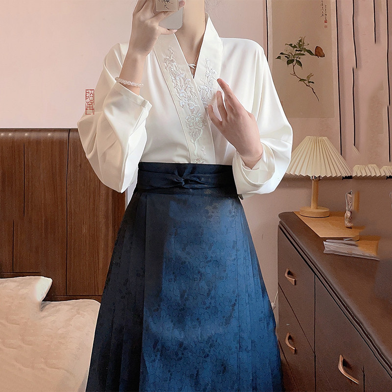 柏粟原创汉服交领袖日常汉元素飞机 柏粟汉服