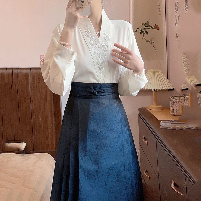 柏粟原创汉服交领袖日常汉元素飞机 柏粟汉服