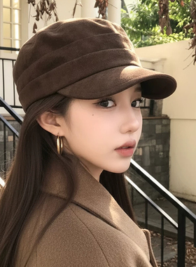 麂皮绒贝雷帽女款2026新款冬季