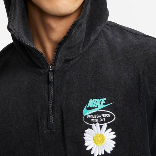 Nike/耐克正品男子复古柔软毛巾布短袖运动连帽衫 DM5063-010 - 图1