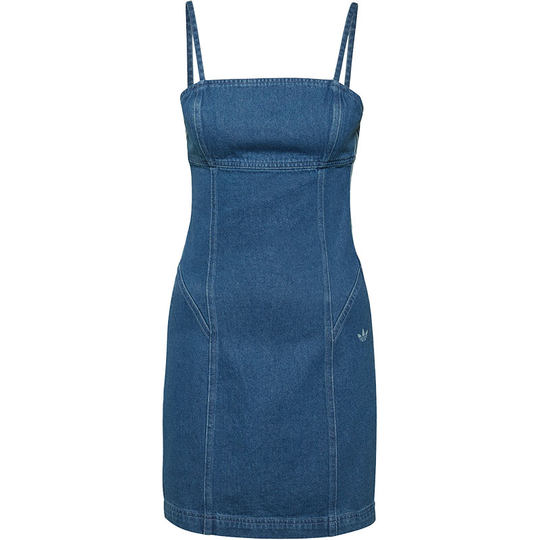 Adidas/阿迪达斯官方正品三叶草女子牛仔吊带运动连衣裙 H11516