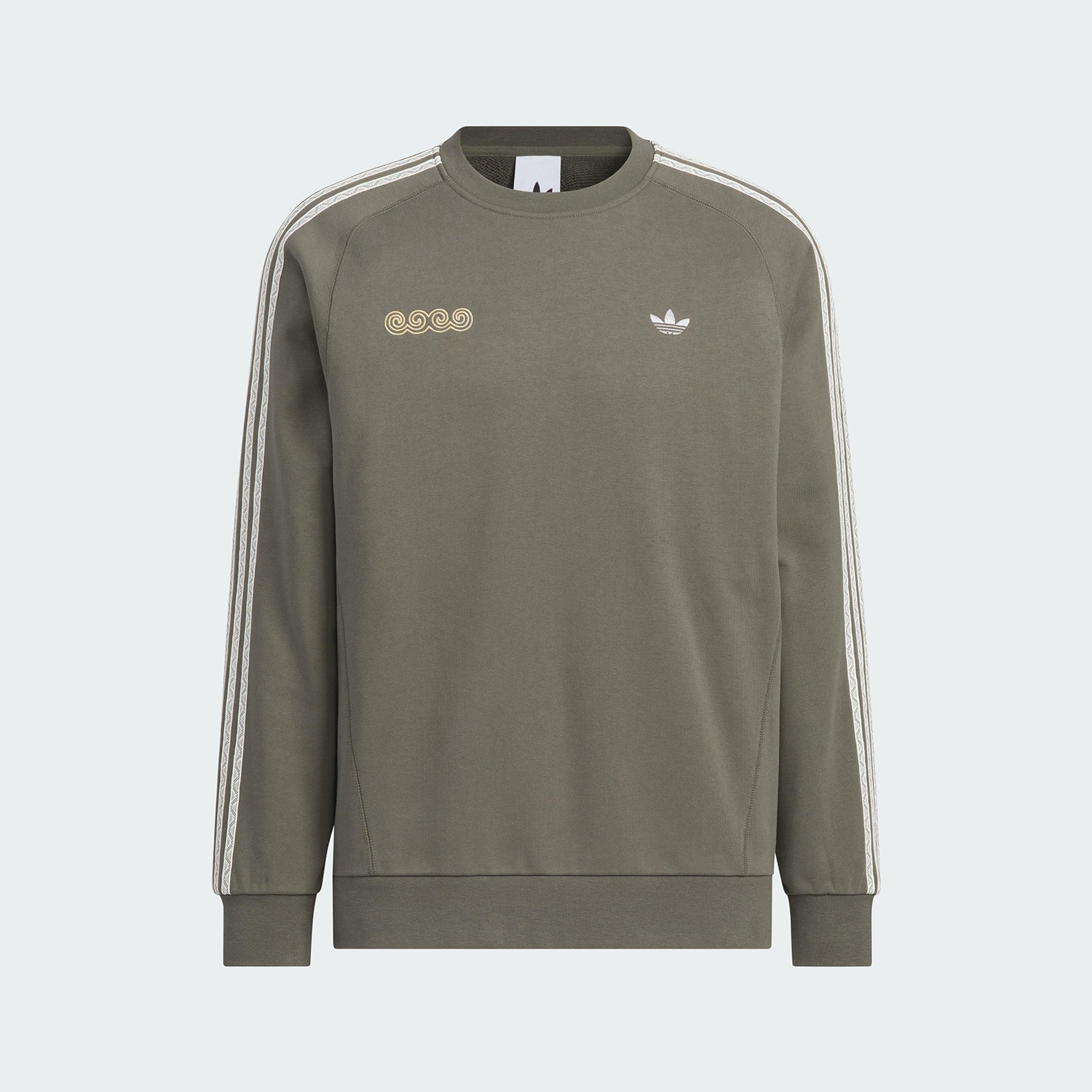 Adidas/阿迪达斯正品2025秋季款男女圆领针织条纹日常卫衣KC0109 - 图1