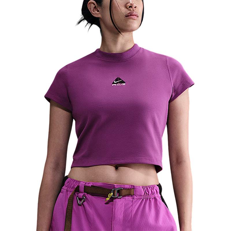 Nike/耐克正品Dri-FIT女士套头修身短款透气针织短袖HM6085-505 - 图3