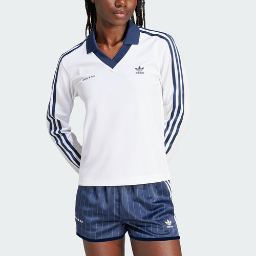 Adidas/阿迪达斯官方正品三叶草女士翻领针织长袖POLO衫JI9276 - 图2
