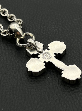 s925纯银高级感复古火焰十字架项链男欧美嘻哈个性吊坠经典款潮牌