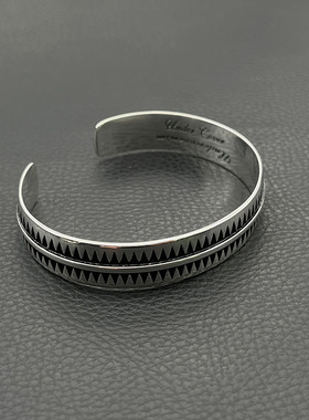 s925纯银高级感高桥盾图腾锯齿手镯男印第安风格霸气手环高桥吾郎