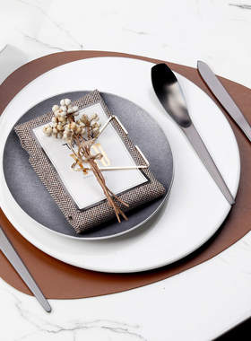 北欧样板房间餐具摆台橙色创意