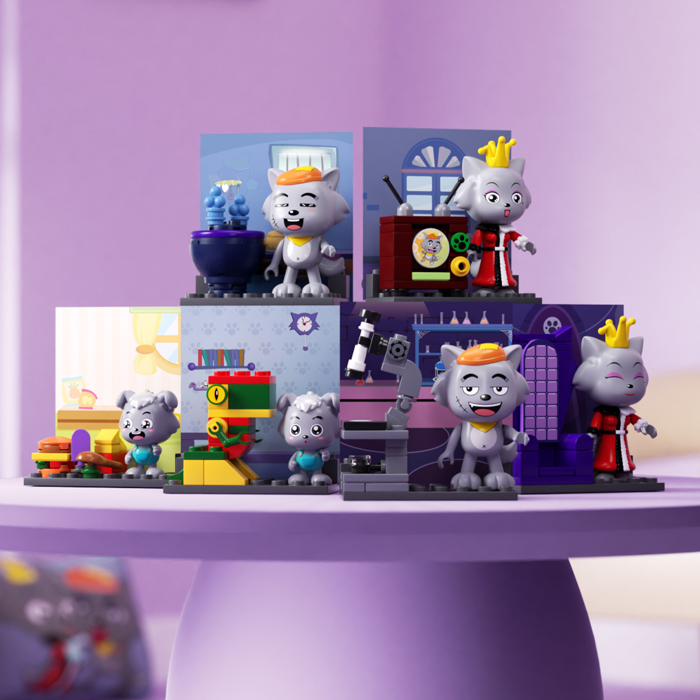 未及喜羊羊与灰太狼正版联名灰太狼一家盲盒拼装积木玩具女生礼物,淘宝优惠券,粉丝福利购,淘宝优惠卷