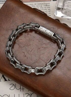 民族风复古雕花潮手链霸气机车风个性朋克手腕配饰简单大方