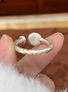 新款黄财神吉言戒指新中式时尚戒