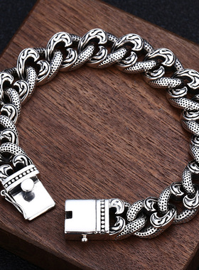 新款手链粗款藤蔓圆点复古黑色个