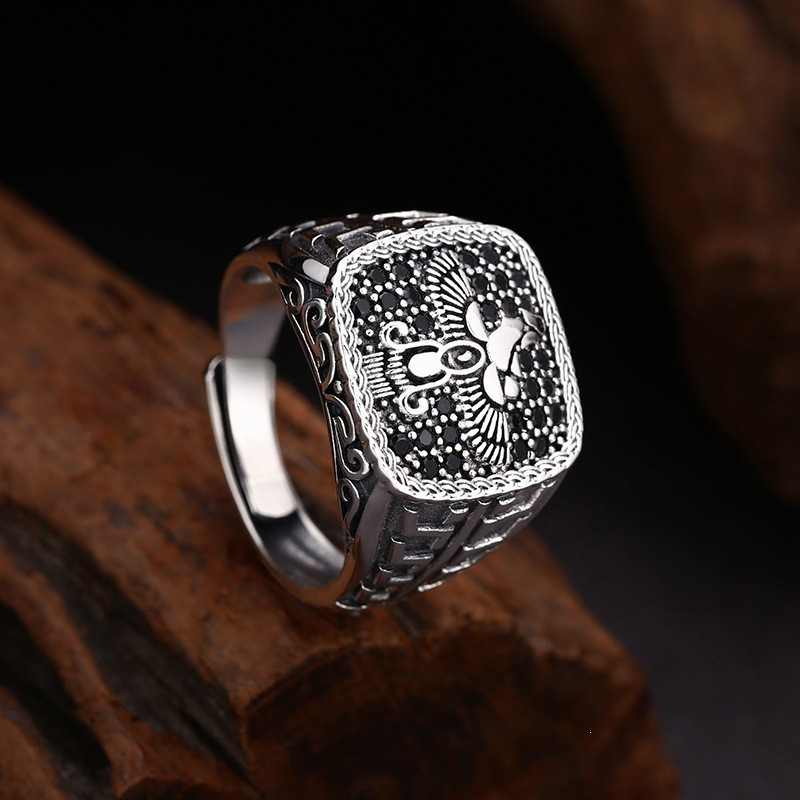 New auspicious bird ring punk personality trendy niche
