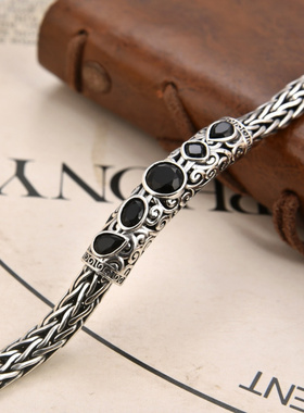 新款国潮风黑钻男士手工编织手链
