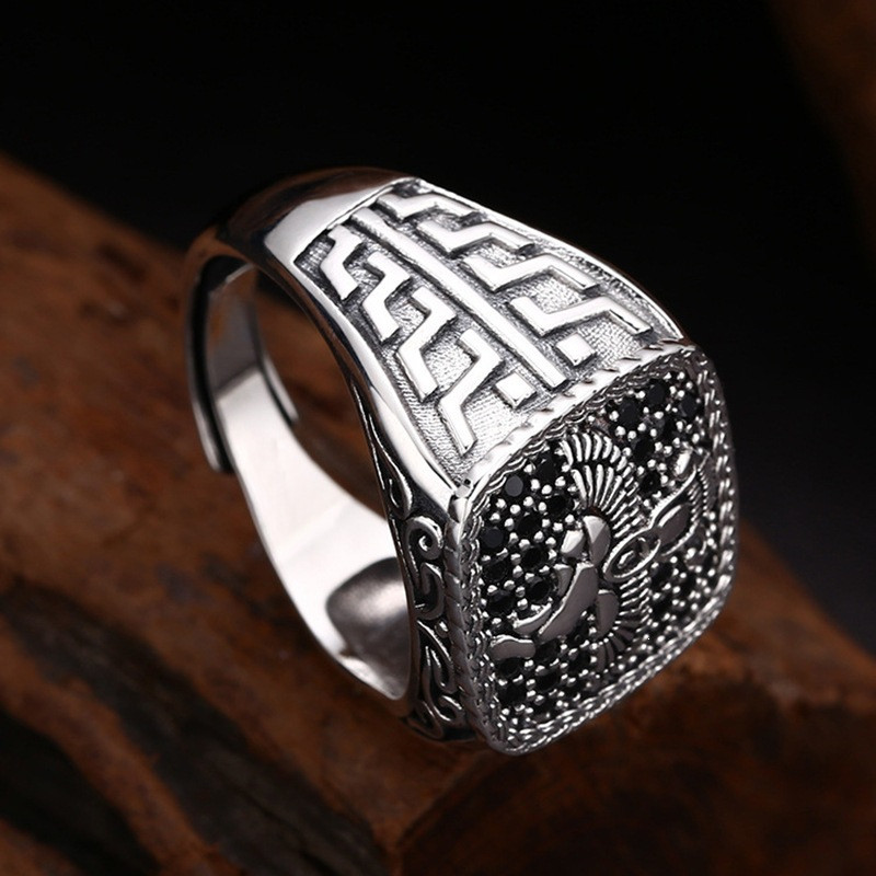 New auspicious bird ring punk personality trendy niche