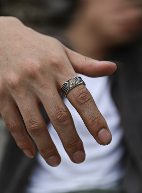 新款复古上帝之眼戒指男潮流唐草