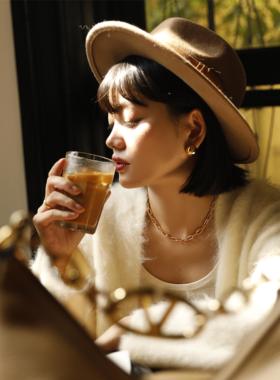 节式链复古百搭金色花纹项链