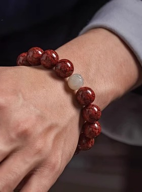 玉生肖【收藏级】晶体砂朱砂手串