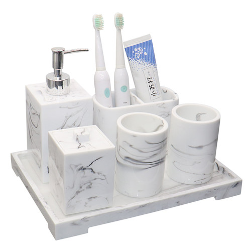 洋西坑酒店洗手液瓶纸巾盒卫浴洗漱套装样板房卫生间摆件北欧托盘 - 图3