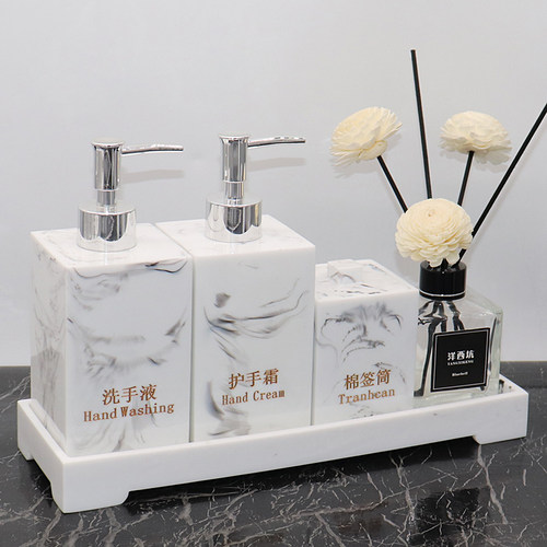 洋西坑酒店洗手液瓶纸巾盒卫浴洗漱套装样板房卫生间摆件北欧托盘 - 图2
