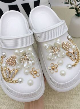 1Set New Shoe Charms Set Creative 3D Shoe Flower Diamond But