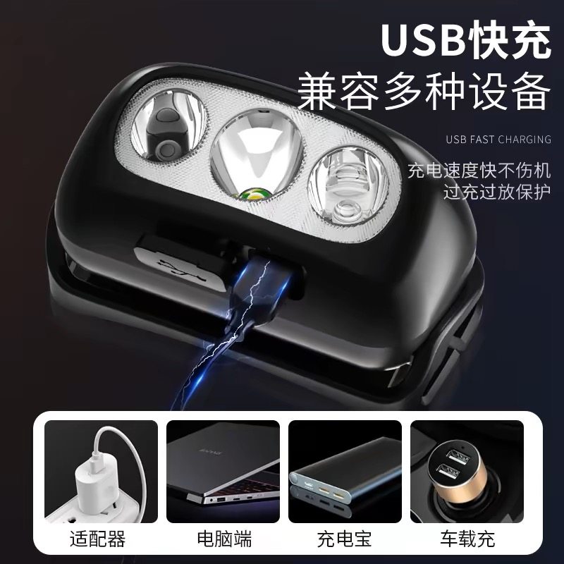 头灯强光充电超亮头戴式夜钓鱼照明户外超长续航超轻感应小手电筒,淘宝优惠券,粉丝福利购,淘宝优惠卷