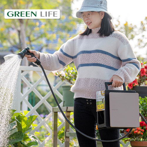GREENLIFE花园浇水神器收纳架水枪水管卷管器庭院浇花清洗车喷枪 - 图0