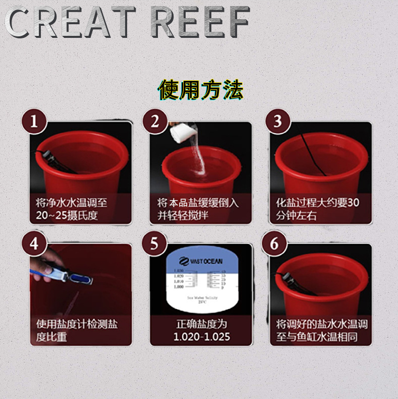 创礁人CREAT REEF海盐珊瑚缸海水缸LPS海水鱼专用盐SPS进口鱼缸盐-图0