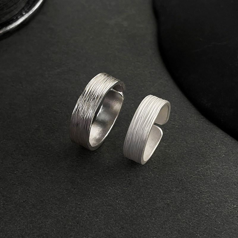 S999 sterling silver ring retro old irregular texture