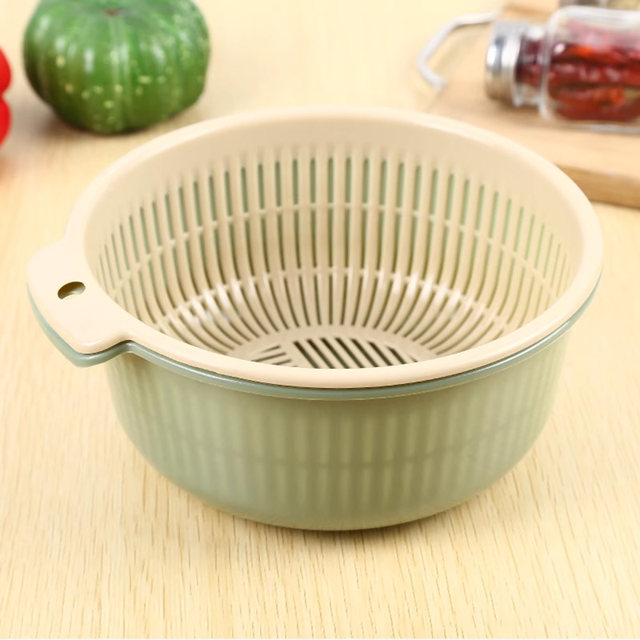 6-piece set of double drain baskets for household kitchen
