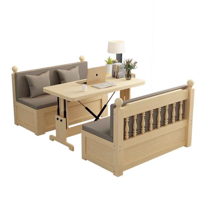 实木沙发床客厅家用带书桌储物床多功能小户型双人坐卧两用伸缩床 - 图2