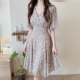 Dress chiffon floral ສໍາລັບແມ່ຍິງ summer 2026 ຄໍເຕົ້າໄຂ່ທີ່ເກົາຫຼີໃຫມ່ slimming skirt ຍາວກາງ, fairy super fairy temperament