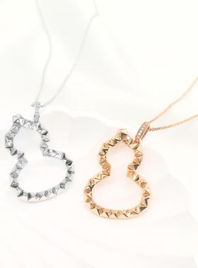 麒麟中号王楚钦张艺兴同款铆钉葫芦项链纯银镀18K金wulu玫瑰金