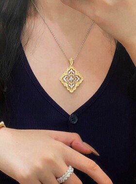 布吉拉提歌剧院opera意大利时来运转四叶草项链旋转镂空金毛衣链