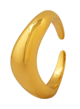 欧美复古素圈开口戒指女气质钛钢18k金不掉色小众饰品rings