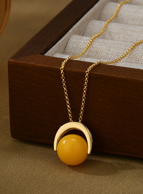 直播热卖个性锁骨链女感仿蜜蜡几何项链精致百搭颈链