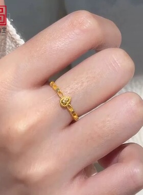 古法金镂空小金葫芦戒指女2025新款新中式福禄招财指小红书爆款