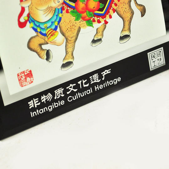 天津杨柳青年画玻璃摆件 抱鱼娃娃 地方特色商务会议便携文化礼品